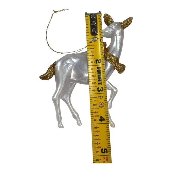 VTG Ganz Set Of 4 Christmas Reindeer Ornaments Gold & Green Accents - 4" Lot - Picture 5 of 5